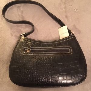 NWT Liz Claiborne Black Faux Croc Handbag